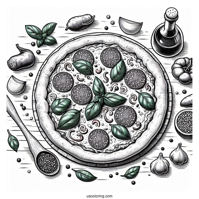 Wood Fired Pizza With Basil And Salami