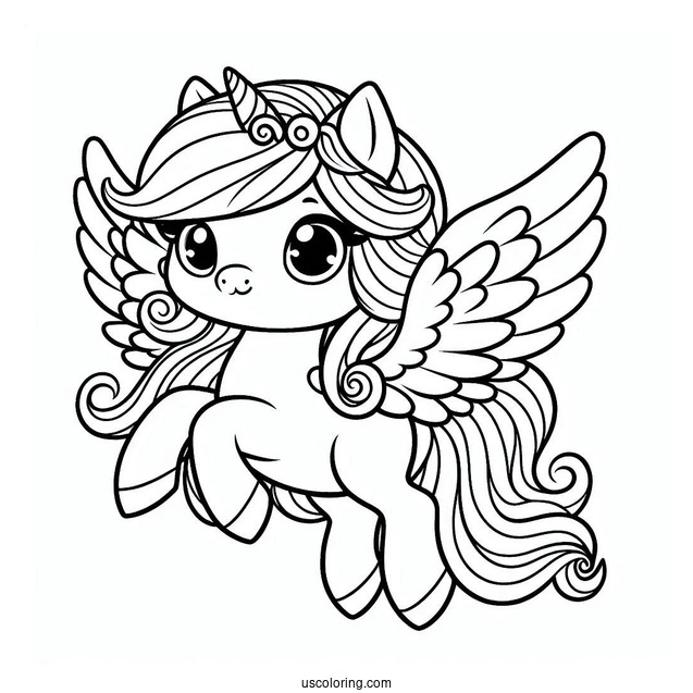 Chibi Pegasus Coloring Page For Preschoolers