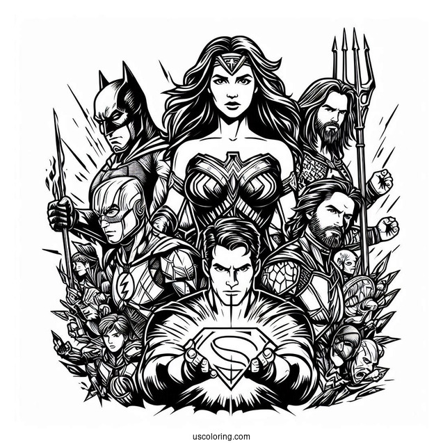 Justice League Coloring Page In Formation
