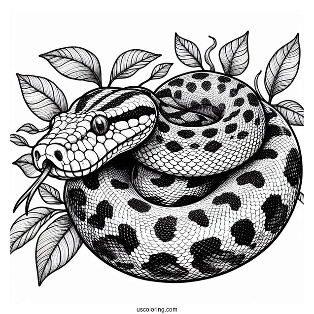 Detailed Curled Uo African Rock Python