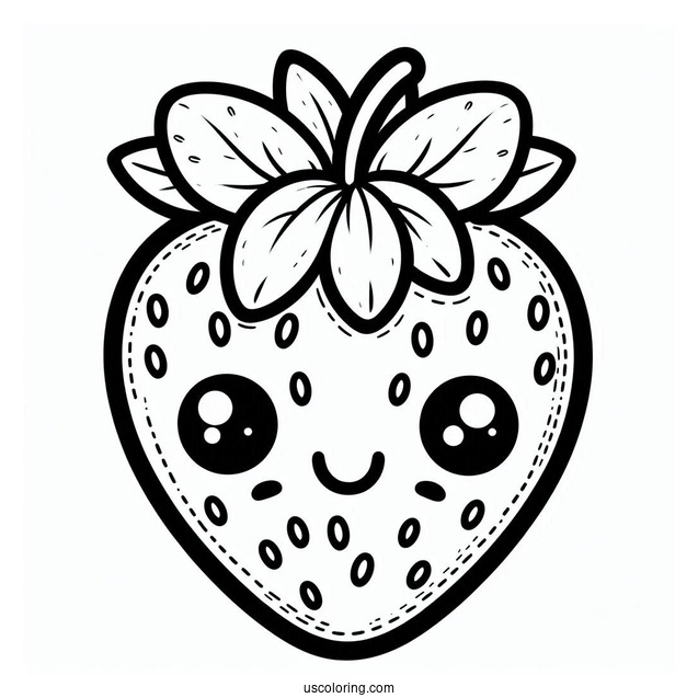 Smiling Cartoon Strawberry Coloring Page