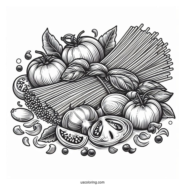 Italian Spaghetti Coloring Page