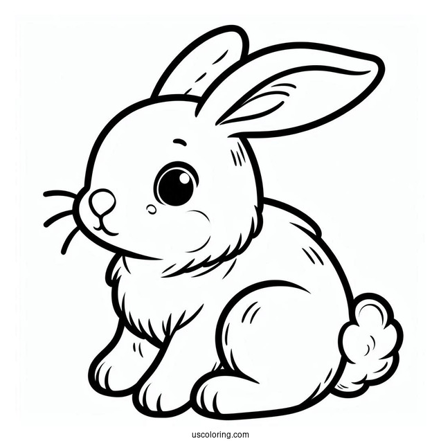 Easy Outline Of Baby Rabbit For Kids