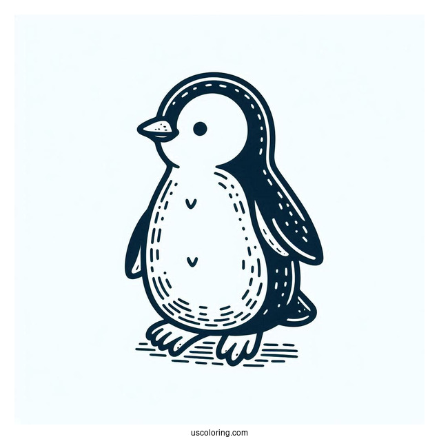 Little Blue Detailed Penguin Coloring In