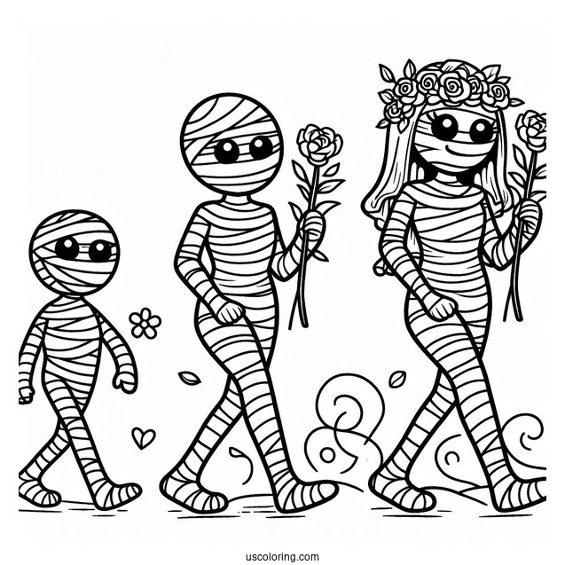 Mummy Coloring Page Walking For Kids