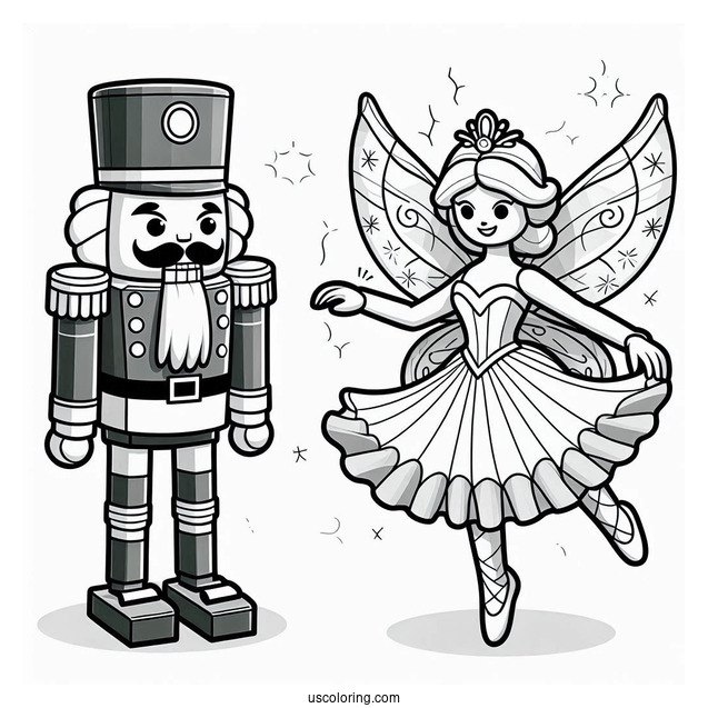 Lego Nutcracker Dancing With Sugar Plum Fairy To Color