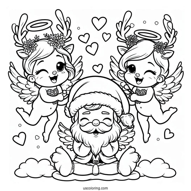 Cheeky Santa Decorating Cupids Antlers