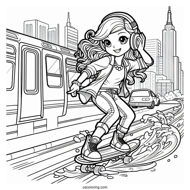 Subway Surfers Coloring Page Fresh Dancing To Stereo Music