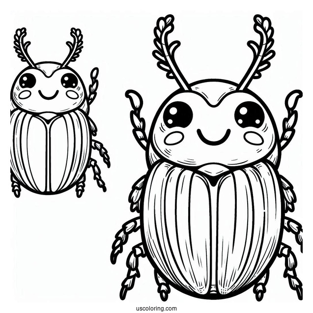 Smiling Beetle Coloring Page For Kids