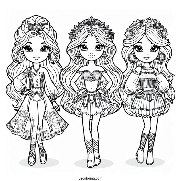 Barbie Version Of Polly Pocket Coloring Page, Shani, And Lila