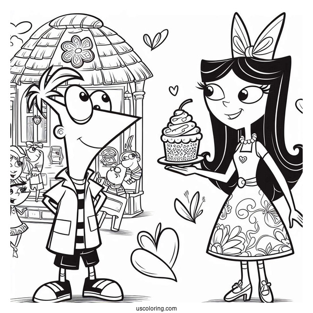 Phineas And Ferb Coloring Page Of Easy Isabella For Kids