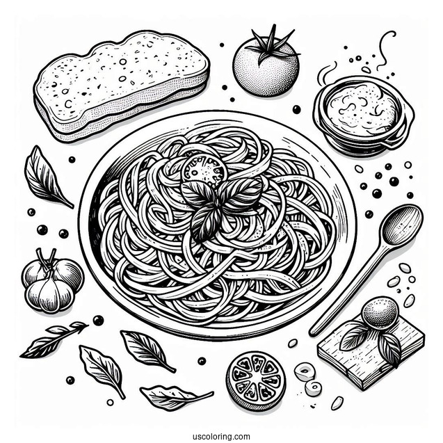 Carbonara Pasta Coloring Picture For Kids