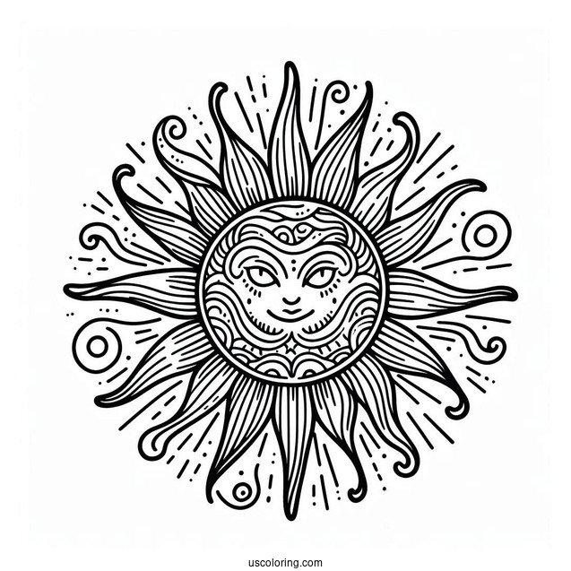 Summer Themed Sun To Color