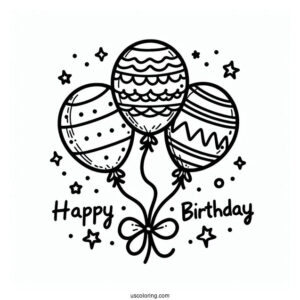 Happy Birthday Balloons Coloring Page