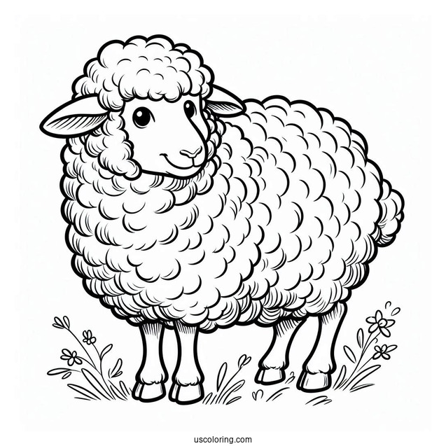Big Fluffy Sheep Coloring Sheet