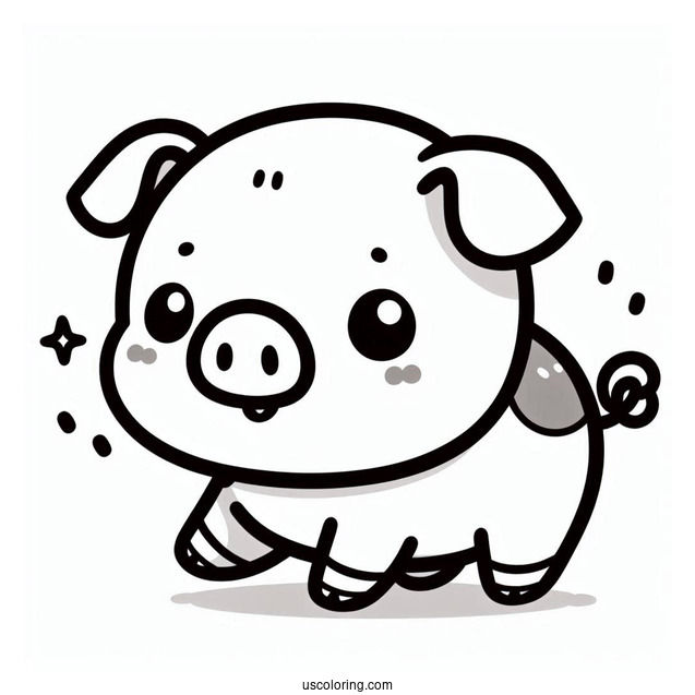 Adorable Kawaii Pig To Color