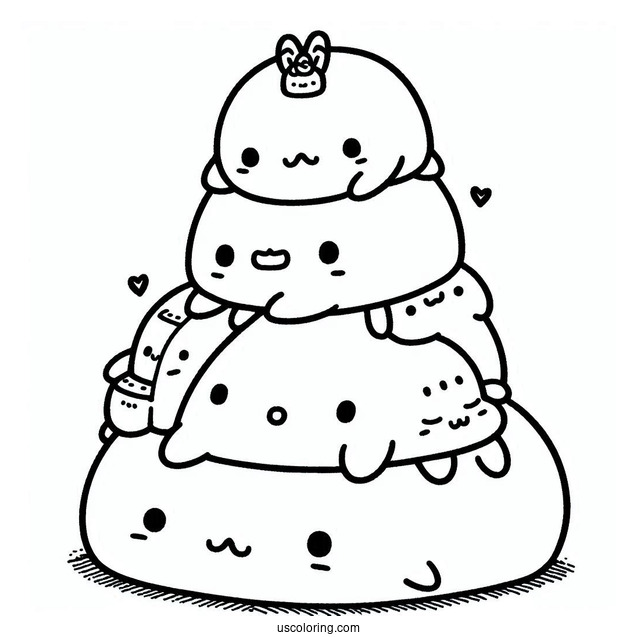 Sumikko Gurashi Coloring Page Of Friends On Top Of Each Other