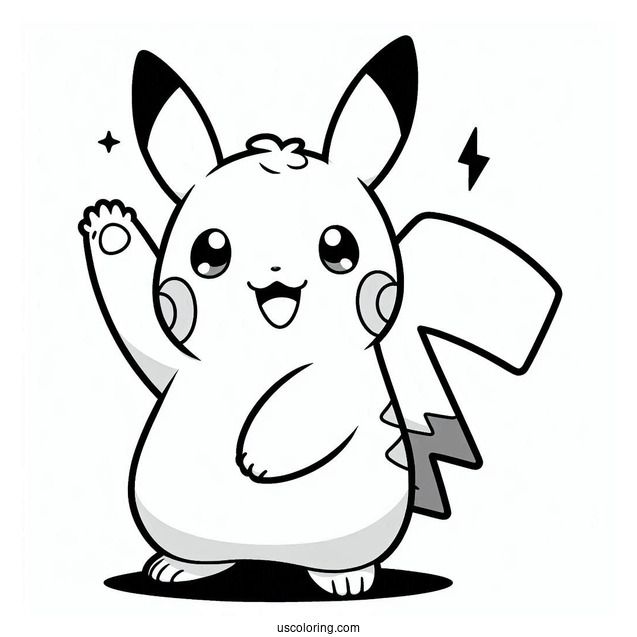 Raichu Coloring Page Waving For Kids