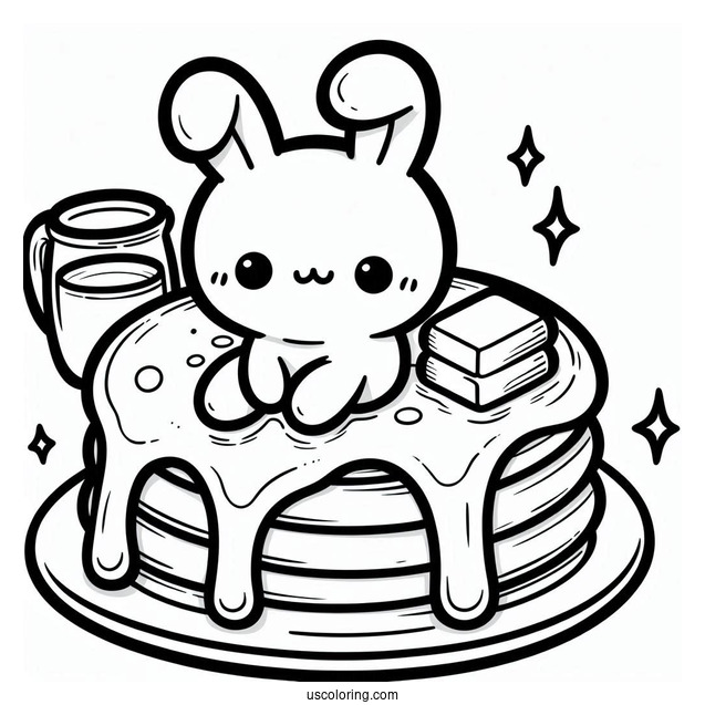 Kawaii Pancake Coloring Page Bunny With Melting Butter