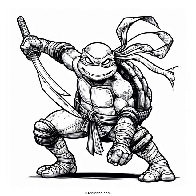 Ninja Turtles Coloring Page Of Spinter In Fighting Pose
