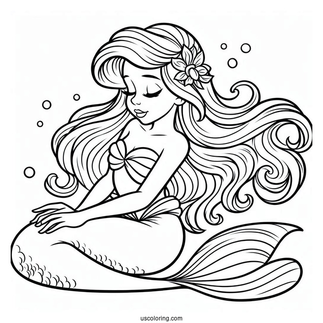 Iconic Little Mermaid Ariel Pose Coloring Page