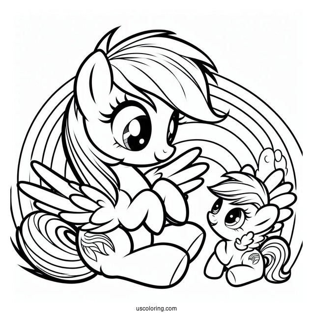 Rainbow Dash Coloring Page And Soarin With Their Baby For Kids