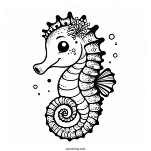 Cartoon Seahorse Coloring Sheet