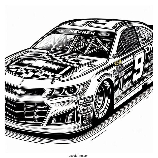 Detailed Chevy Nascar Coloring Sheet