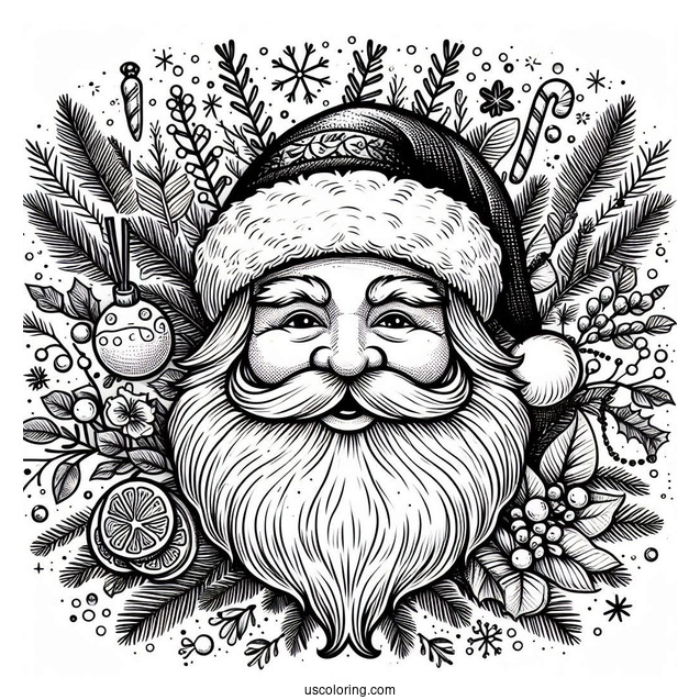 Vintage Themed Santa Face Coloring Sheet