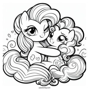 Equestria Girls Pinkie Pie Hugging Pony Pinkie Pie Coloring Page