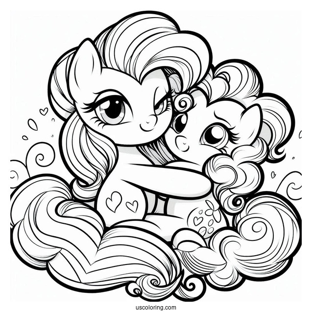 Equestria Girls Pinkie Pie Hugging Pony Pinkie Pie Coloring Page
