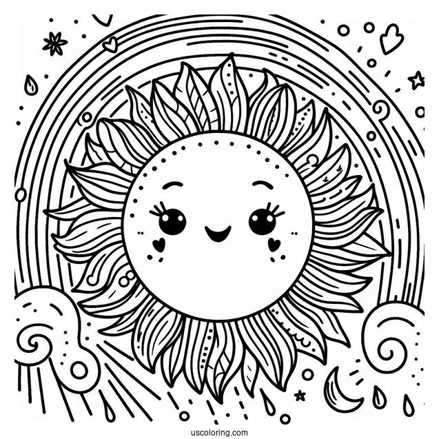 Smiling Sun With Rainbow