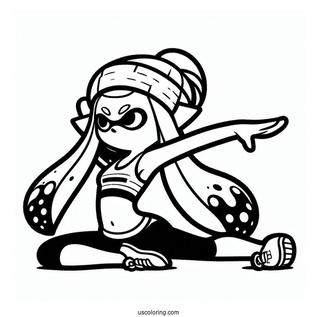 Splatoon Coloring Page Of Easy Agent 3 Stretching Arms Outline For Kids