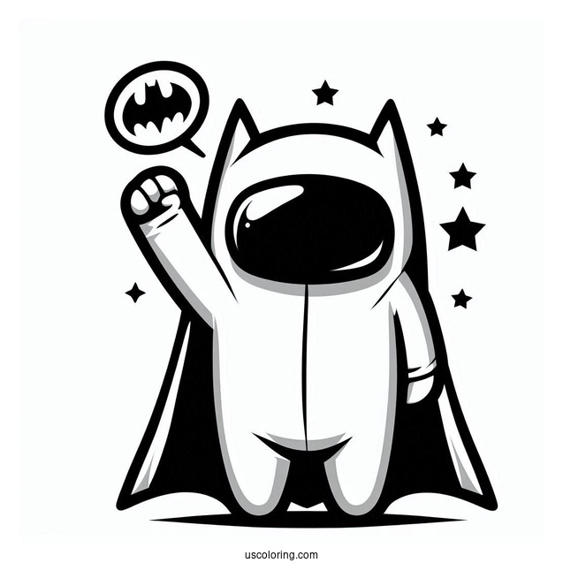 Among Us Batman With Bat Signal Coloring Sheet