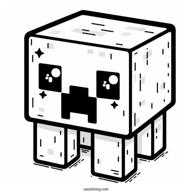 Cute Kawaii Themed Minecraft Creeper Coloring Page