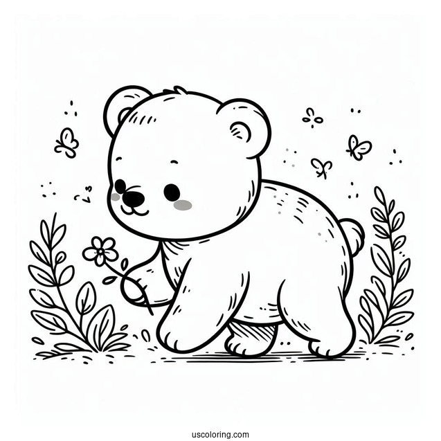 Simple Baby Bear Coloring Page WalkingFor Kids