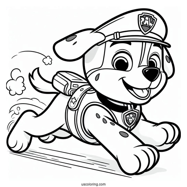 Police Dog Chase Coloring Picture For Preschoolers