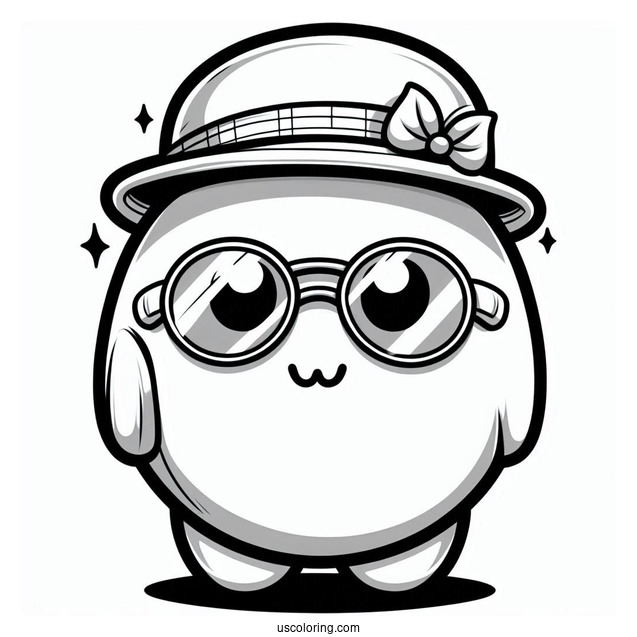 Boo In Bowl Hat And Shy Guy Coloring Page Wearing Aviator Glasses