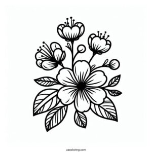 Flower Coloring Pages Of Easy Cherry Blossoms For Kids