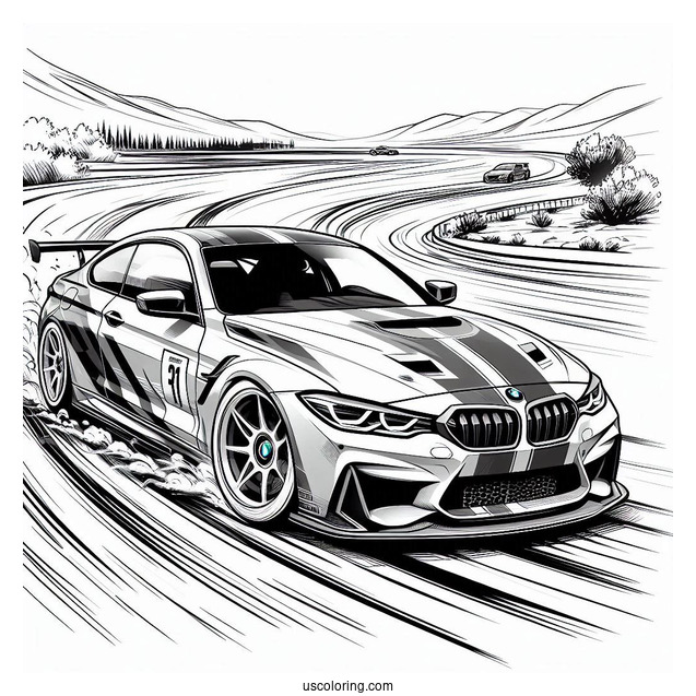 2023 BMW Coloring Page M4 Competition Drifting