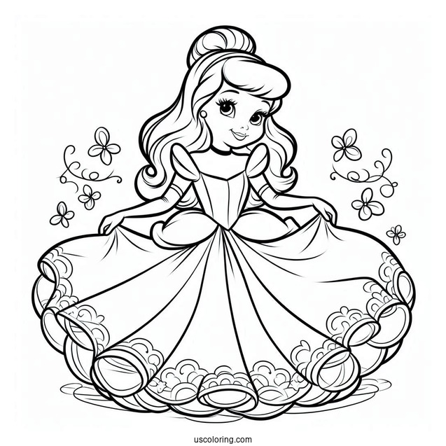Baby Princess Cinderella Coloring Sheet For Preschoolers