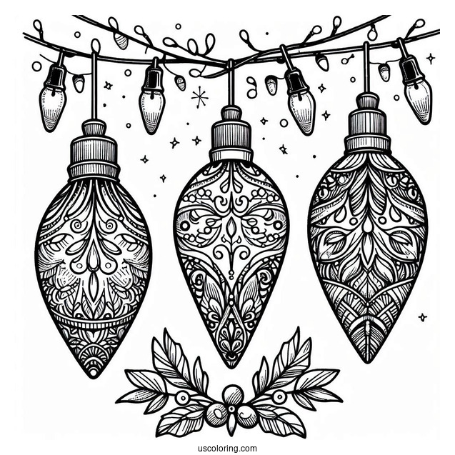 Large Detailed Christmas Lights To Color
