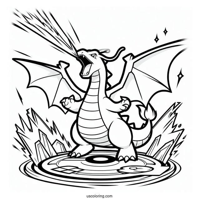 Dragonite Hyper Beam Pokemon Card Coloring Page