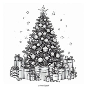 Realistic Christmas Tree With Lots Of Presents