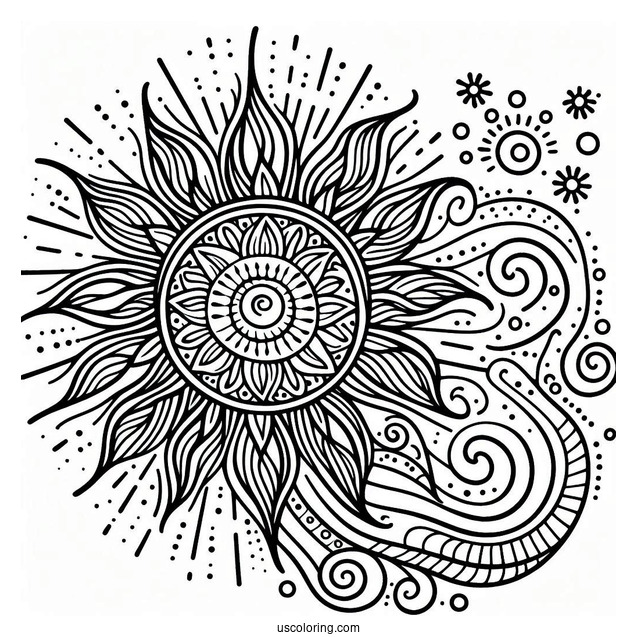 Summer Themed Sun To Color