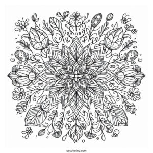 Intricate Spring Flower Mandala With Words At The Center