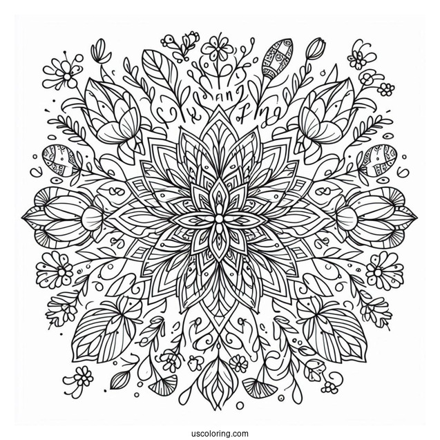 Intricate Spring Flower Mandala With Words At The Center