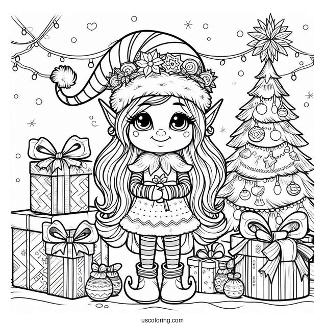 Merry Christmas Themed Elf With Presents