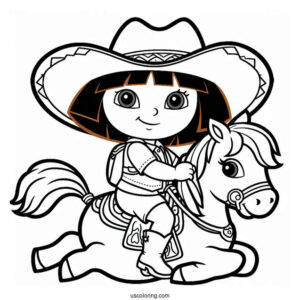 Dora The Explorer As a Cowgirl Coloring Page