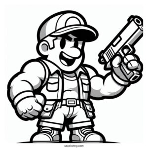 Brawl Stars Coloring Page Of Brock Holding Up Gun